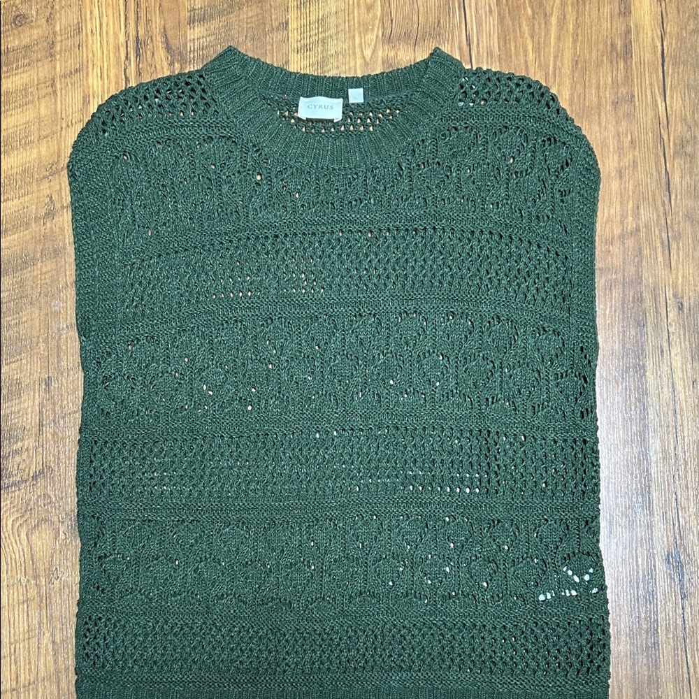 Dark Green Crochet Sweater